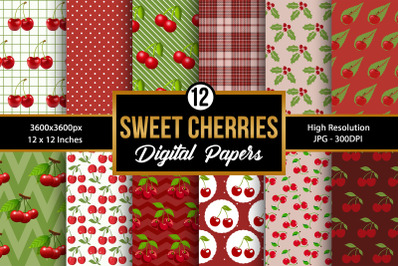 Sweet Cherries Digital Papers, Cherry Digital Papers