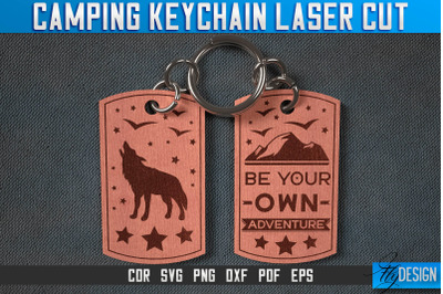 Camping Keychain Laser Cut SVG | Camp Laser Cut SVG Design | CNC Files