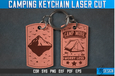 Camping Keychain Laser Cut SVG | Camp Laser Cut SVG Design | CNC Files