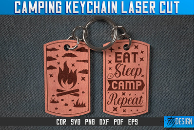 Camping Keychain Laser Cut SVG | Camp Laser Cut SVG Design | CNC Files