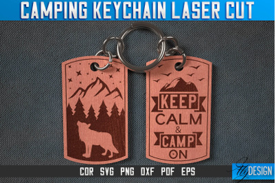 Camping Keychain Laser Cut SVG | Camp Laser Cut SVG Design | CNC Files