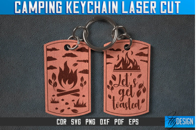 Camping Keychain Laser Cut SVG | Camp Laser Cut SVG Design | CNC Files