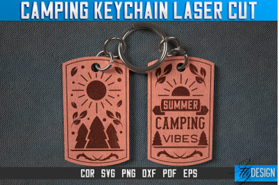 Camping Keychain Laser Cut SVG | Camp Laser Cut SVG Design | CNC Files