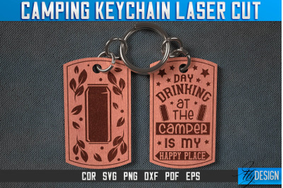 Camping Keychain Laser Cut SVG | Camp Laser Cut SVG Design | CNC Files