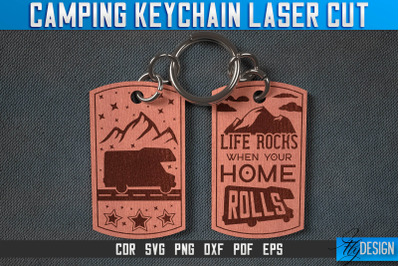 Camping Keychain Laser Cut SVG | Camp Laser Cut SVG Design | CNC Files