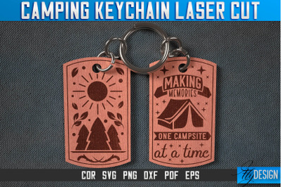 Camping Keychain Laser Cut SVG | Camp Laser Cut SVG Design | CNC Files