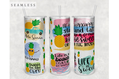 Pineapple Quotes Tumbler Wrap, 20 Oz Skinny Tumbler Sublimation Design