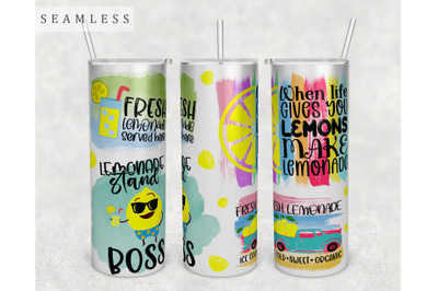 Lemonade Quotes Tumbler Wrap, 20 Oz Skinny Tumbler Sublimation Design