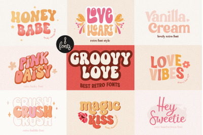Groovy Love Bundle - 8 Retro Fonts