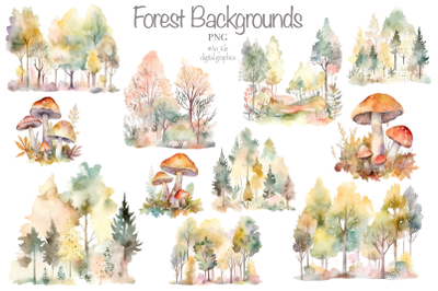 Forest backgrounds watercolor