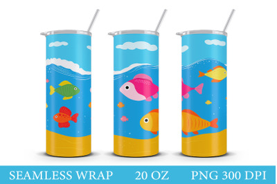 Sea Tumbler Design. Fish Tumbler Seamless Wrap