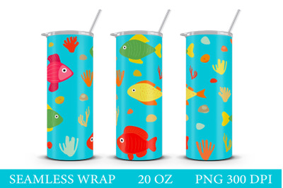 Sea Tumbler Wrap. Fish Tumbler Design. Summer Tumbler Wrap