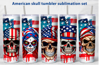 American skull tumbler sublimation bundle USA skinny tumbler