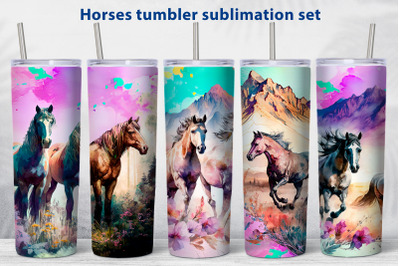 Horse tumbler sublimation bundle Animal skinny tumbler