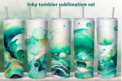 Ink tumbler sublimation bundle Watercolor skinny tumbler