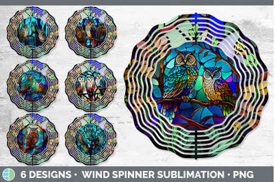 Stained Glass Owl Bird Wind Spinner | Sublimation Spinner Designs Bund