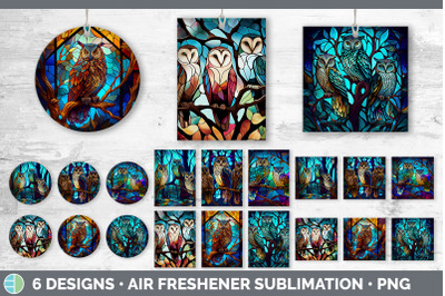 Stained Glass Owl Bird Air Freshener | Sublimation Car Freshener Desig