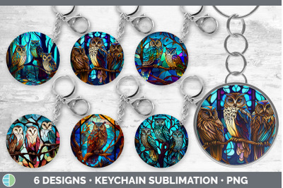 Stained Glass Owl Bird Keychain | Sublimation Keyring Designs Bundle