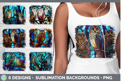 Stained Glass Owl Bird Distressed Background | Sublimation Background