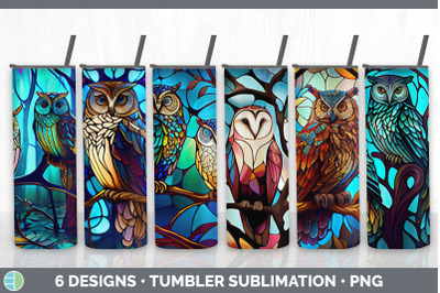 Stained Glass Owl Bird Tumbler | Sublimation 20 oz Skinny Tumbler Desi