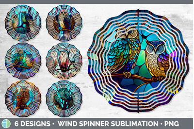 Stained Glass Owl Bird Wind Spinner | Sublimation Spinner Designs Bund