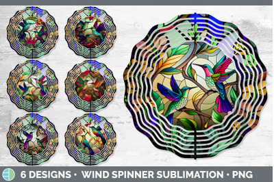 Stained Glass Hummingbird Bird Wind Spinner | Sublimation Spinner Desi