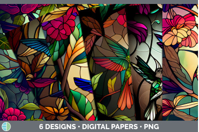 Stained Glass Hummingbird Bird Paper Backgrounds | Digital Scrapbook P