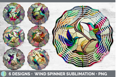 Stained Glass Hummingbird Bird Wind Spinner | Sublimation Spinner Desi