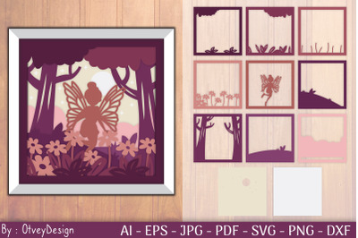 Fairy in The Garden Shadow Box | Layered Papercut