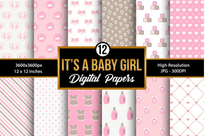 Baby Girl Pink Digital Papers