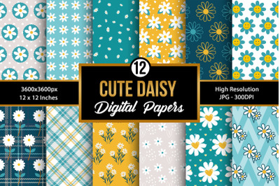 Cute Daisy Seamless Pattern Digital Papers