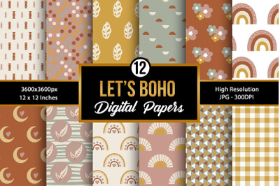 Boho Seamless Pattern Digital Papers