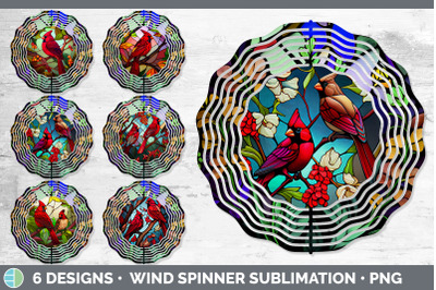 STAINED GLASS CARDINAL BIRD WIND SPINNER | SUBLIMATION SPINNER DESIGNS