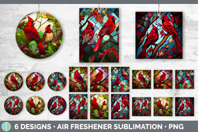 STAINED GLASS CARDINAL BIRD AIR FRESHENER | SUBLIMATION CAR FRESHENER