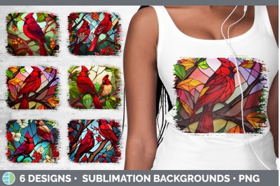 STAINED GLASS CARDINAL BIRD DISTRESSED BACKGROUND | SUBLIMATION BACKGR