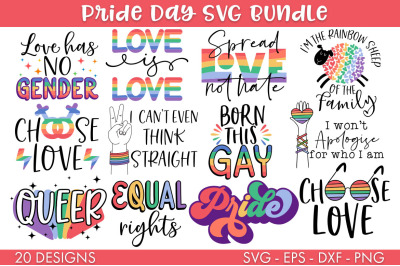 Retro Pride Day LGBTQ SVG Bundle PNG Cut file