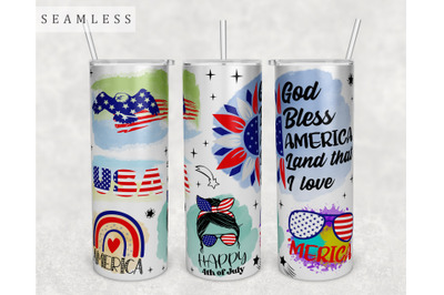 4th of July Tumbler Wrap, 20 Oz Skinny Tumbler Sublimation Design