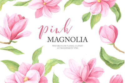 Watercolor Magnolia Flower Clipart PNG