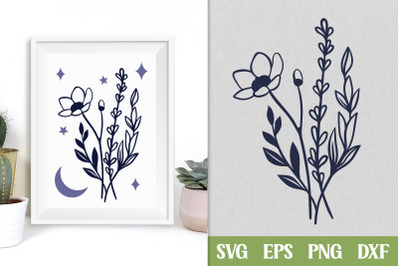 Floral Bouquet with Branches SVG