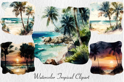 Watercolor tropical clipart