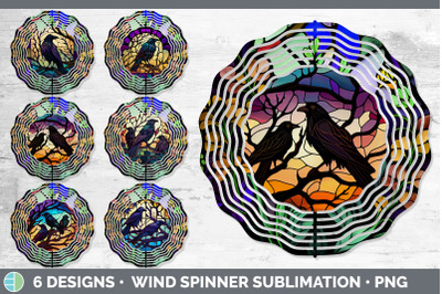 Stained Glass Crow Bird Wind Spinner | Sublimation Spinner Designs Bun