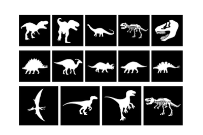 14 Dinosaurs Stencil, Dinosaur Stencil Digital Templates.