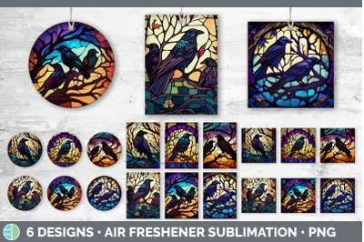 Stained Glass Crow Bird Air Freshener | Sublimation Car Freshener Desi