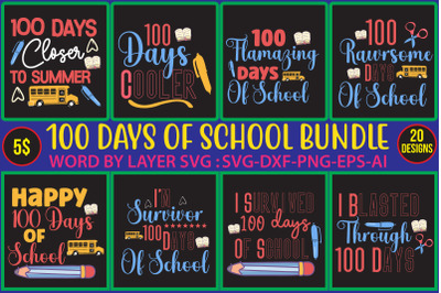 100 Happy School Day SVG Bundle,Boy 100 Days of School Svg, Dino, I Ro