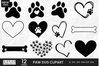 Paw Svg Clipart | 12 Variations