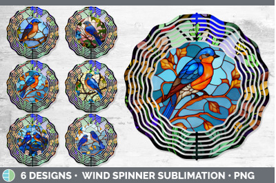 Stained Glass Eastern Bluebird Bird Wind Spinner | Sublimation Spinner