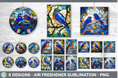 Stained Glass Eastern Bluebird Bird Air Freshener | Sublimation Car Fr