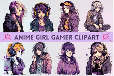 Anime Girl Gamer Clipart