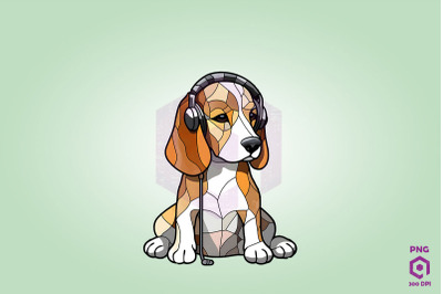 Beagle Wearing Headphones