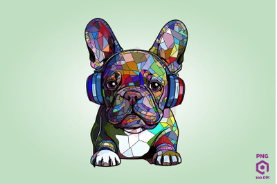 French Bulldog Wearing Headphones